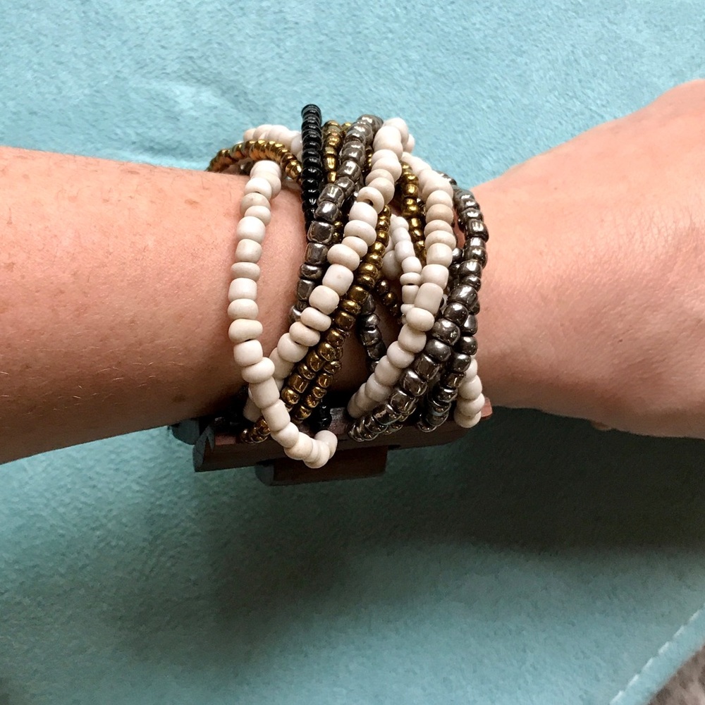 Wooden & Beaded wrap bracelet